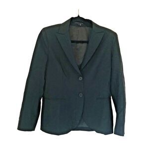 THEORY Black Tailored Wool Lycra 2 Button Front Blazer Jacket Classic Size 8
